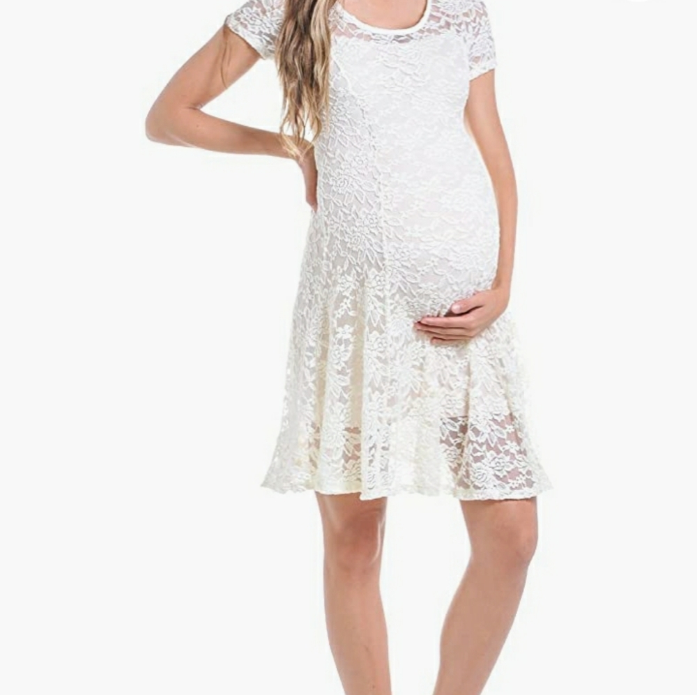 White lace maternity dress